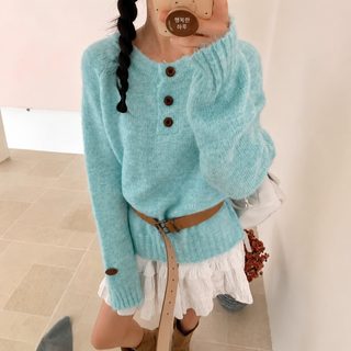 韩系风宽松慵懒风内搭女式毛衣2025新款秋冬款软糯半开圆领针织衫