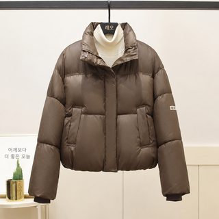 여성 루즈핏 숏 패딩 점퍼 입체 카라 두꺼운 겨울 캐주얼 지퍼 아우터