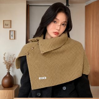 트임 단추 터틀넥 숄 블라우스 가을 겨울 백합 보온 방한 겉옷 장식 니트 털실 스카프