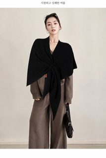 여성 양모 혼방 삼각 스카프 숄 가을 겨울 보온 담요 망토 케이프 조끼