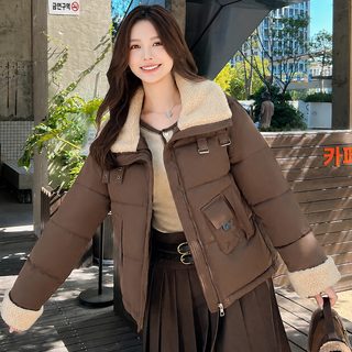 2025 겨울 여성 양털 플리스 빅카라 숏패딩 보온 솜점퍼 루즈핏 캐주얼 재킷