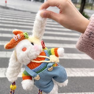 무지개 당근 멜빵 바지 귀 토끼 가방 걸이 만화 귀여운 인형 열쇠고리 여자
