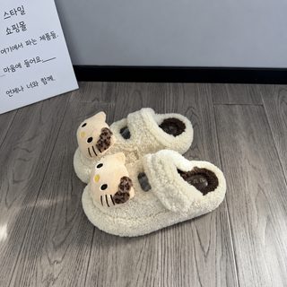 귀여운 만화 소녀 마음 고양이 만두 슬리퍼 여자 2026 가을 겨울 두꺼운 바닥