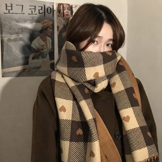 2026 신형 폭발적인 모조 캐시미어 목도리 여자 사랑 체크 두께 보온 가을 겨