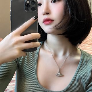 柜级品质新款西太后满钻平面土星时尚高级感小众锁骨链