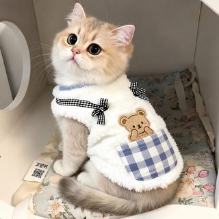 고양이 옷 가을 겨울 보온 가후 방지 털 은 점층 인형 고양이 파란 고양이