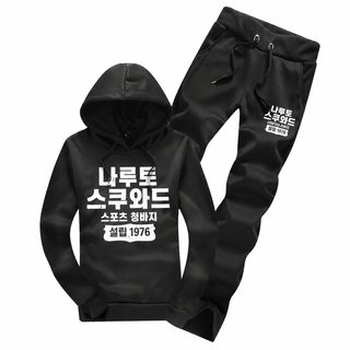 남성 후드 프린트 트레이닝복 세트 가을 캐주얼 운동복 상하의 세트