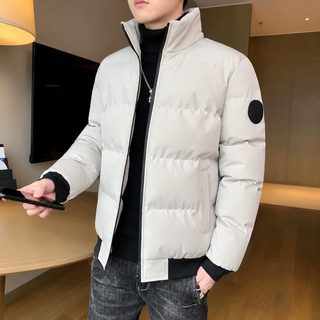 남성 겨울 후드 패딩 점퍼 심플 단색 지퍼 아우터 빅사이즈 M-8XL