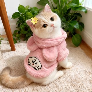 고양이 겨울옷 기모 후드 조끼 강아지 겸용 보온 반려동물 의류