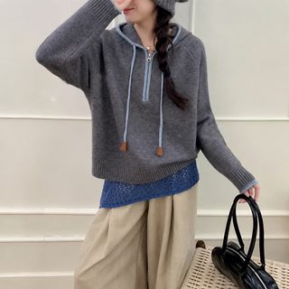 가을 겨울 학원풍 헐렁헐렁 날씬해 보이는 니트 저고리 나른한 바람 반지퍼