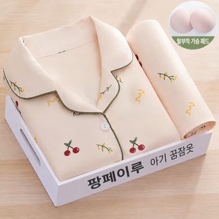 가슴패드 겨울 여성 카툰 캐릭터 학생용 긴팔 긴바지 홈웨어 가디건 잠옷