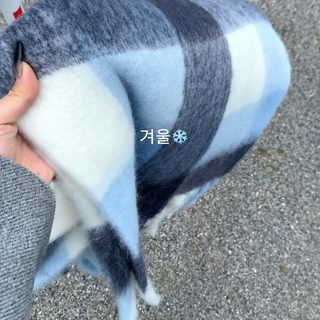 여성 겨울 체크 머플러 230 롱사이즈 그라데이션 배색 도톰한 보온 목도리