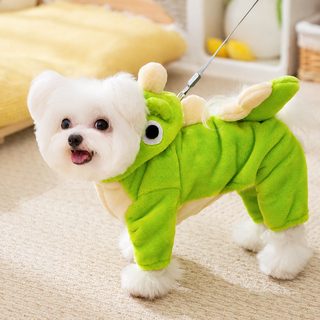 고양이 가을 겨울 옷 귀여운 아기 공룡 변신복 두꺼운 보온 네발 스웨이드