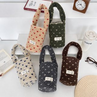 511272 하트 인형 음료 컵홀더 밀크티 컵가방 외출용 휴대 보온 컵백