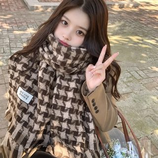 신상 하운드투스 체크 머플러 겨울 보온 롱 스카프 학생 데일리 숄