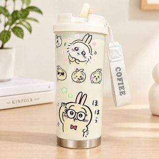 吉伊卡哇chiikawa乌萨奇保温杯高颜值儿童吸管水杯学生不锈钢咖啡