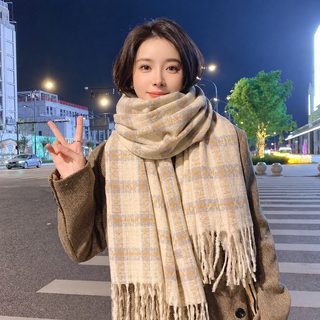 가을과 겨울 여자 스카프 한국계 왕홍 폭발적인 보온 흰 얼굴 마른 숄 수술