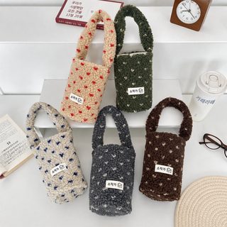 SOZAKKA 511272 폭신한 하트 보온 컵홀더 휴대용 음료 컵가방 밀크티 컵 파우치