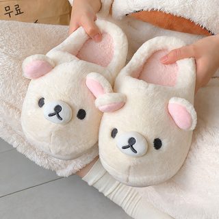 귀엽다 홀가분하다 곰 솜 슬리퍼 여자 겨울 외투 남녀 커플 미끄럼 방지 집