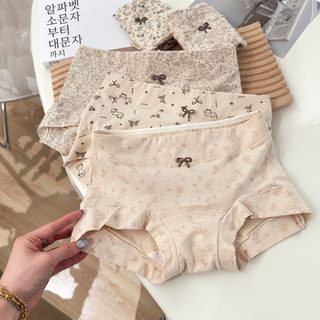 여성용 순면 플라워 중허리 삼각팬티 빅사이즈 통기성 항균 데일리 속옷