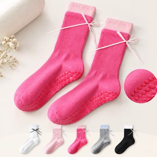 아청자 여성 필라테스 양말 실리콘 논슬립 리본 중목 순면 요가 운동 양말