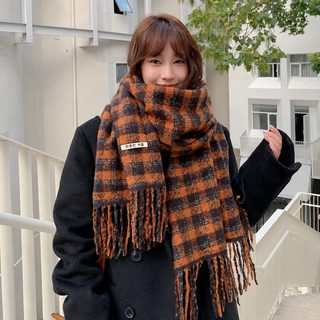 겨울 여성 스카프 스타 같은 잉크 그린 체크 패션 하얗고 부드러워 보온 숄 겸용 커플 백합