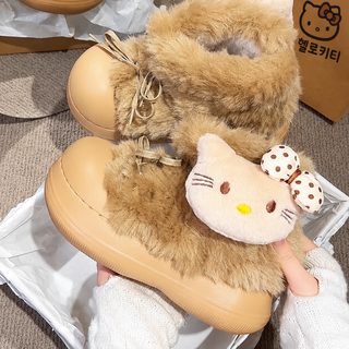 2026 겨울 여성 리본 고양이 방한화 털안감 통굽 숏 스노우부츠