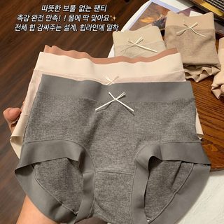 여성 면 골지 기모 삼각팬티 중허리 데일리 속옷
