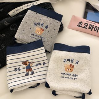 여아 면 삼각팬티 곰돌이 캐릭터 무흔 통기성 데일리 속옷