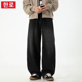 미국식 빈티지 실루엣 청바지 남자 가을 고가 물세탁 낡은 트렌디한 직통