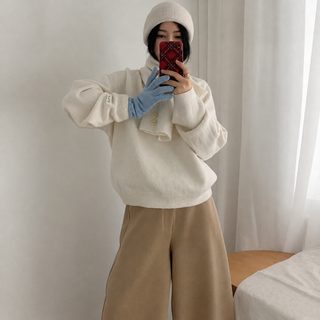 잉어 외한계 루즈한 스웨터에 머플러 투피스 가을겨울 캐주얼 백합 나른한