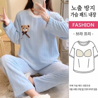 가슴 패드 가을 겨울 플란넬 두꺼운 코랄 벨벳 달콤한 한국판 보온 여성 잠