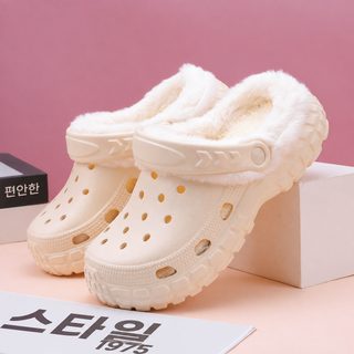 가융 동굴 신발 여자 가을 겨울 신상 가방 머리 털털 끌기 융면 슬리퍼 여자