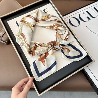 여성 70×70cm 폴리에스터 실크풍 사각 스카프 올드머니룩 넥스카프 허리띠