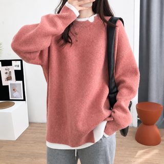가을 겨울 신상 루즈핏 날씬해 보이는 니트 서양식 겉옷 부드러운 찰기 가