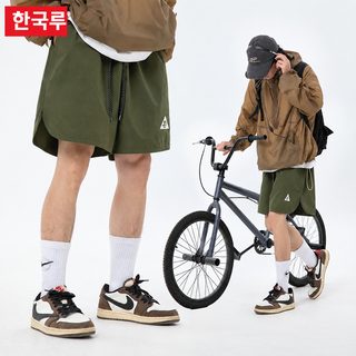 아크 트임 디자인 스포츠 반바지 남자 0 여름 신상 비치팬츠 슬림핏 자수 캐