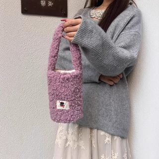 512292 모직 토란 퍼플 컵 커버 보온컵 외출 수납 봉지 밀크티 부드럽고 넘어