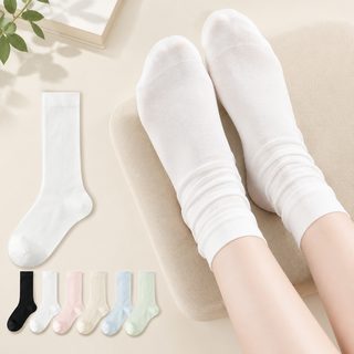 아청자 여성 모달 중목 양말 여름용 얇은 무봉제 골지 루즈삭스 땀흡수 통