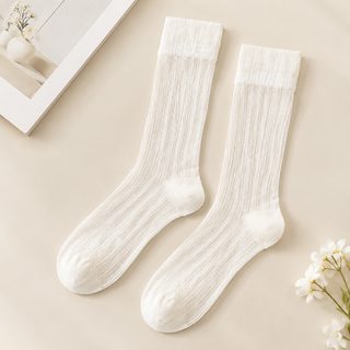 아청자 여성 여름 초박형 크리스털 시스루 중목 양말 통기성 무봉제 발레코