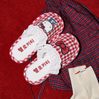 Hello Kitty 면 슬리퍼 가벼운 홈 실내 슬리퍼 기모 강화 면 신발 가을 겨울 보
