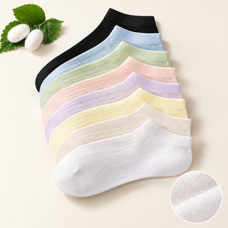 아청자 여성용 멀베리 실크 망사 발목양말 여름 얇은 무봉제 통기성 쿨링