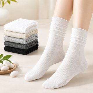 여성용 뽕나무 실크 중목 양말 무봉제 쿨링 통기성 메쉬 봄여름 루즈삭스