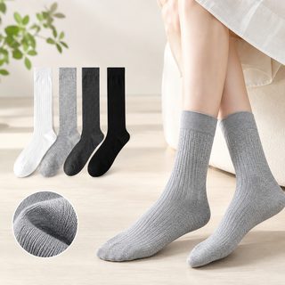아청자 여성용 뽕나무 실크 종아리 양말 봄여름 냉감 통기성 슬림핏 무봉제