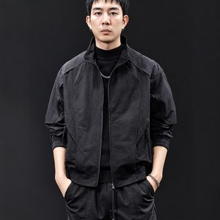 남성 루즈핏 칼라 재킷 봄가을 캐주얼 스포츠 코트 보라색 블랙