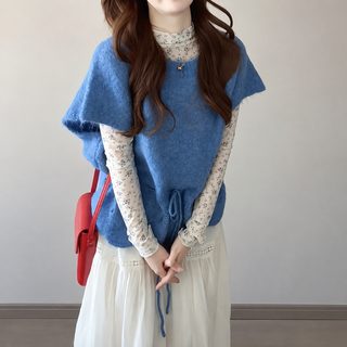 잉어 겉옷 한국계 레이어드 로프 나른한 바람 여성용 스웨터 2026 신상 한국계 루즈한 단색 니트 조끼