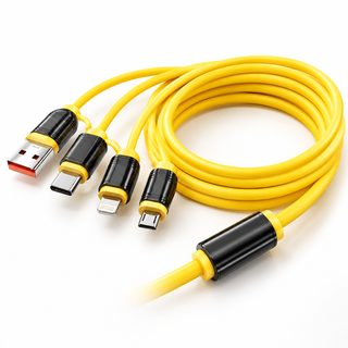 240W 실리콘 4in1 고속 충전 케이블 USB C타입 라이트닝 차량용 1.5m 옐로우