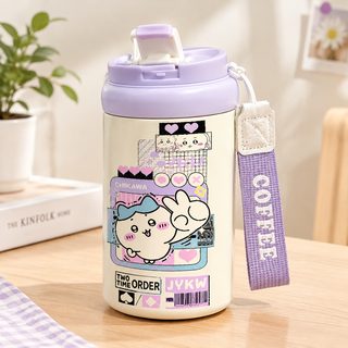 吉伊卡哇保温杯乌萨奇小八猫316不锈钢吸管水杯便携糖果色可爱女