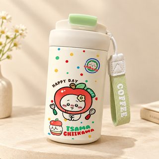 吉伊卡哇保温杯小八吉伊316不锈钢吸管水杯便携双饮糖果色可爱女