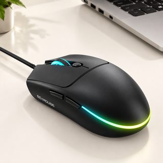M300 초경량 유선 게이밍 마우스 RGB 무소음 6버튼 2400DPI USB 롤 배그 PC방용