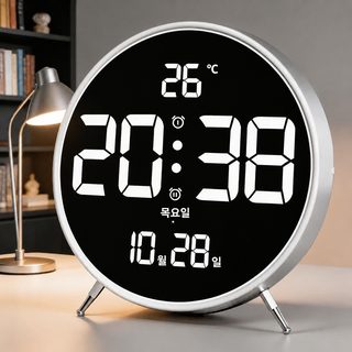 대형 LED 디지털 전자 시계 탁상용 만년달력 온도계 알람 시계 거실 인테리